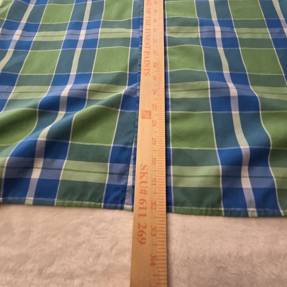 Pendleton Mens Button Down Shirt Large Plaid Green Aqua Cotton